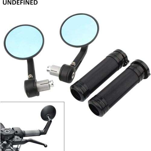 Motorcycle Mirror 25MM Handle Bar End Rearview Side Mirrors 1" Handle Grips Cable For Harley Sportster Bobber Chopper Cafe Racer