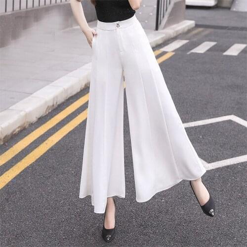 Summer Women Wide Leg High Waist Pants Casual Loose Flare Pants Bell Trousers