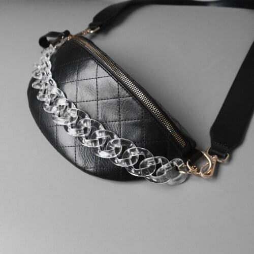 Fish Bone Chain Handbag Bag Accessories Back Button Chain Transparent Detachable Resin Strap Women Clutch Shoulder Purse Chain