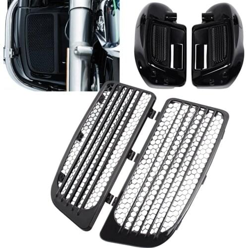 Black Radiator Grill with Honeycomb-shaped Metal Screen Fit For Harley Touring Road Electra Street Glide Twin Cooled Model 14-UP