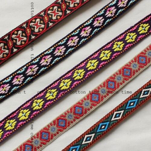 8yards/lot 1/1.5cm Wide Lace Embroidery Ribbon ethinic embroideried ribbon in vintage style accessory for bag garment