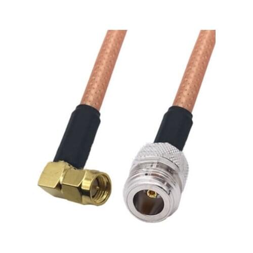 Brown RG142 Cable N Female to SMA Male Right Angle Connector RF Coaxial Jumper Pigtail Cable