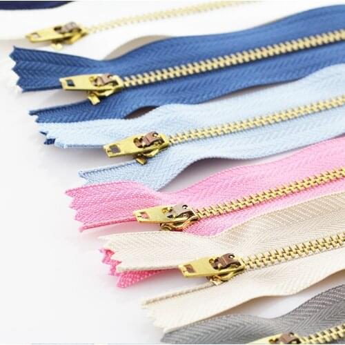 3# 5pcs 10/13/15/18/20cm metal brass auto lock close-end zippers for footwear fenim skirt sewing garment