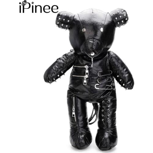 IPinee Fashion Skeleton Bear Female Backpack Punk Style School Bags Designer Backpacks for Adolescent Girls Gifts
