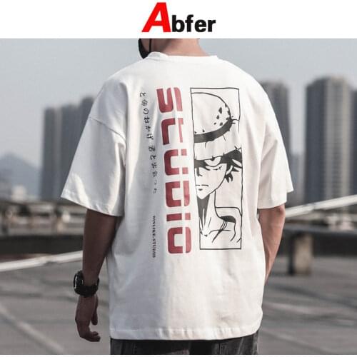 Abfer Japanese Streewear Summer Man T-shirts Anime Manga Men Monkey D. Luffy Graphic T-shirts Women Hip Hop Oversized T-shirt