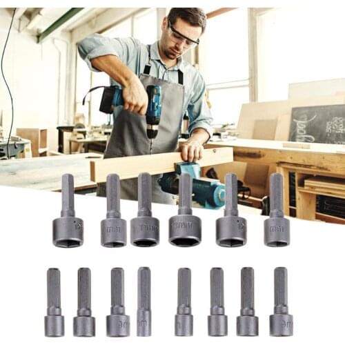 14pcs Power Nut Driver Set Dual Metric & Standard Sae 1/4" Shank Screwdrivers Nutdrivers Nut Driver Socket Bits Drill