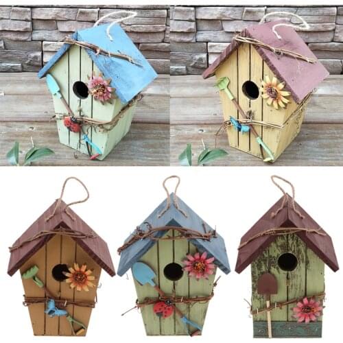 Set of 3 Wooden Birdhouse Outdoor Decor for Garden, Patio, Deck, Porch