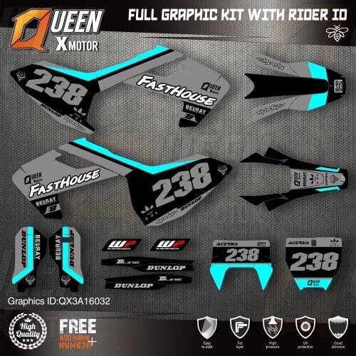 QUEEN X MOTOR Custom Team Graphics Decals Stickers Kit For Husqvarna Decal 2016-18 TC FC TX FX FS 17-19 TE FE 125-450CC 032