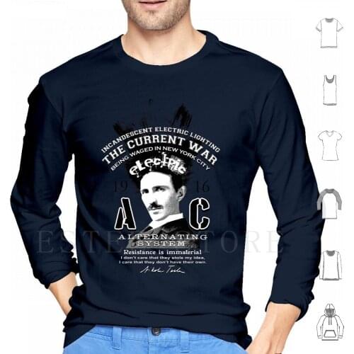 Nikola Hoodies Long Sleeve Tesla Nikola Tesla Electric Current History Power Niagra Falls Science Scientist Redboy