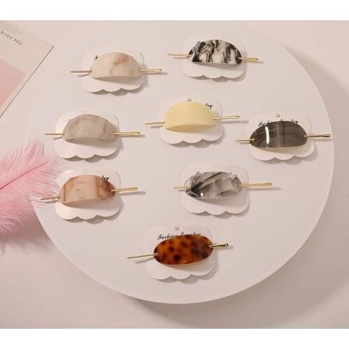 New Personality Fashion Color Acrylic Oval Hairpin Simple and Elegant Temperament Hairpin Headdress Hair Accessories WomenSY122