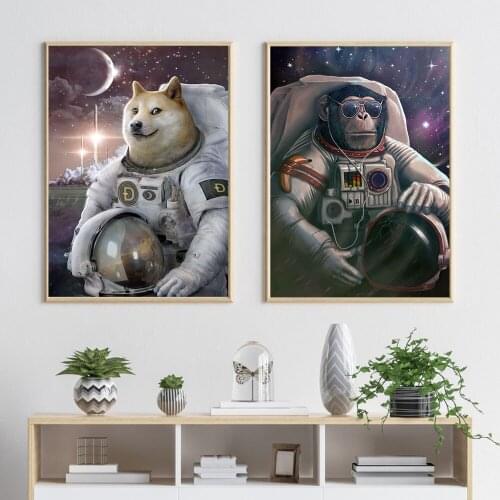 Astronaut Animal Dog Orangutan Posters and Prints Spacefarer Canvas Painting Modern Science Wall Art Pictures Office Home Decor