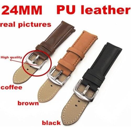1PCS High quality 24MM PU leather Watch band watch strap 3 colors available -3159