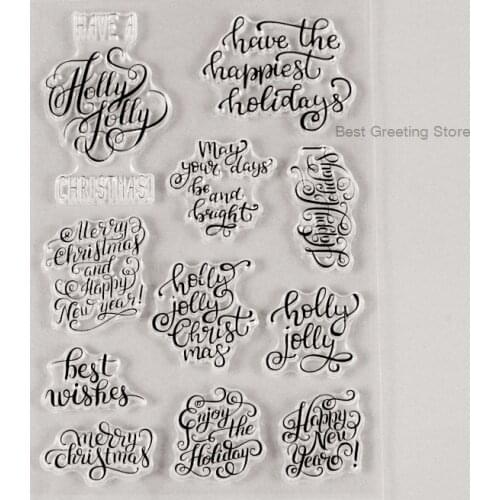 Christmas title stamps clear scrapbooking stamps new year greeting craft card stamps