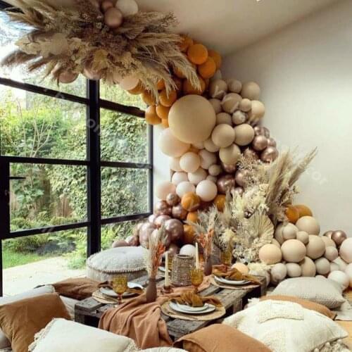 DIY Retro Orange Latex Skin Apricot Balloon Garland Arch Kit Metal Rose Gold Balloons Strip Chain Birthday Wedding Decor Supplie