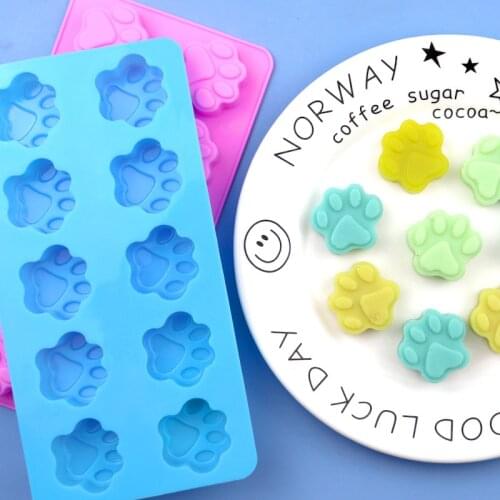 10-hole Cartoon Cat Paw and Bear Paw Silicone Chocolate Molds Cake Decoration Accessories Resin Mould Fondant Cake Silicone Mold