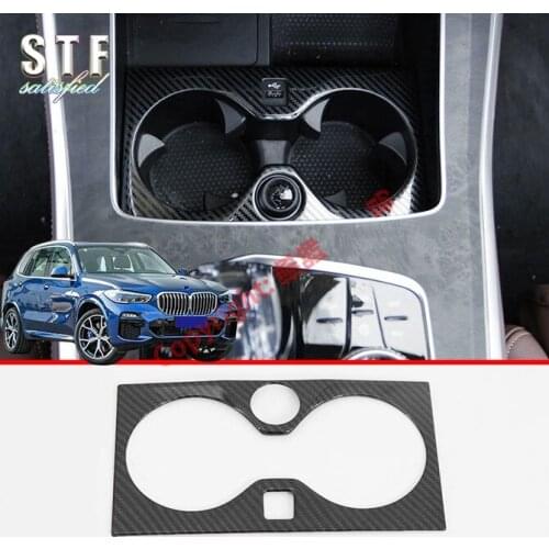 Carbon Fiber Style Interior Cup Holder Cover Trim For BMW X5 G05 2019 2020