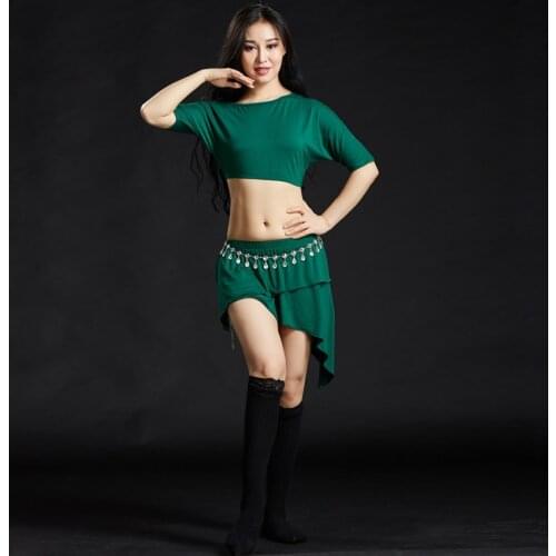2018 Belly Dance Outfits Womens Performance Modal Draped 2 Pieces Top / Skirt