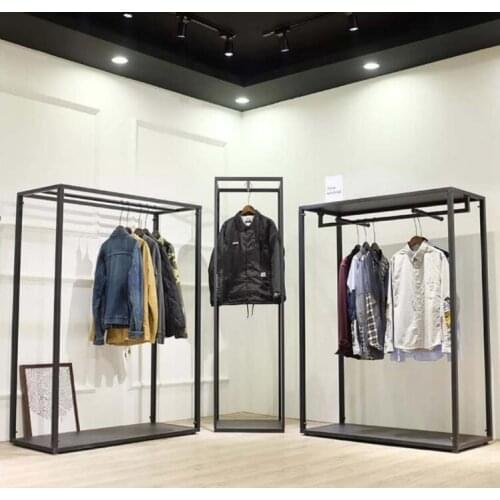 Clothing store hanger display rack floor-to-ceiling mens and womens clothing store shelves hanger rack in the island special s