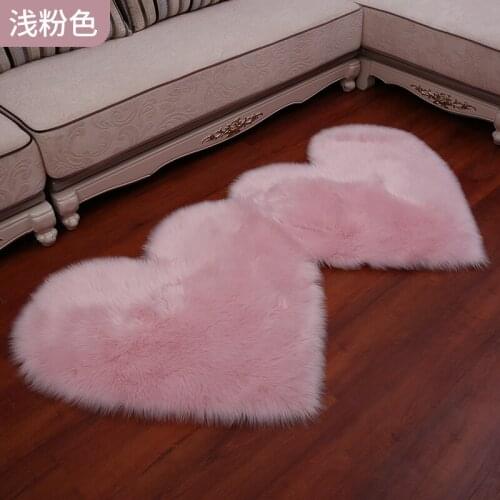 Shaggy Carpet Wool Faux Fluffy Mats Artificial Sheepskin Hairy Mat Love Heart Rugs NO Lint Carpet For Living Room 45x90cm