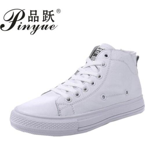 High Top Skateboarding Shoes Women Casual Small Real cowhide Comfortable Flat Sneakers Girls Sports Walking Platform Shoes