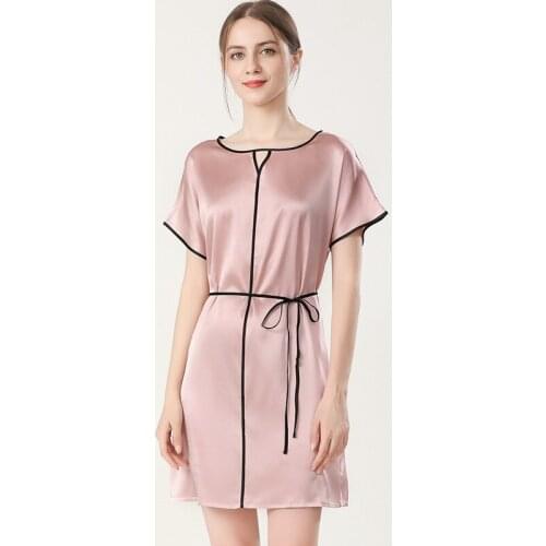 100% Silk Nightgown Women with Short Sleeve Relaxed Fit Ladies Nightie Party Satin Nightwear sp0173