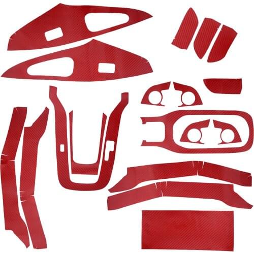 1Set Auto Red Carbon Fiber Interior Decoration Stickers Decals Kit Moulding Fit For Toyota Corolla 2019 2020 LHD