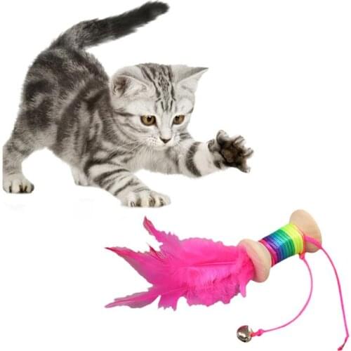 1pc Christmas Cat Play Toy Creative Roller Bell Fake Feather Decor Kitten Training Toy Cat Favors Pet Supplies