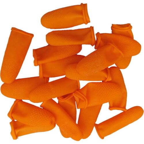 100PCS Reusable Orange Finger Cots Natural Rubber Latex Non-slip Finger Cover Protective Industry Nontoxic Gloves Nail Art Tool