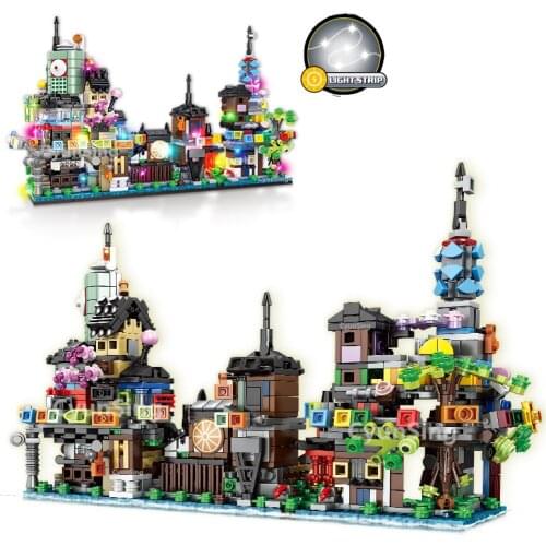 1321pcs New 2021 Ninja City Gardens Anime Cartoon Village Building Blocks Kit Bricks Classic Movie Model Toys For Children Gift