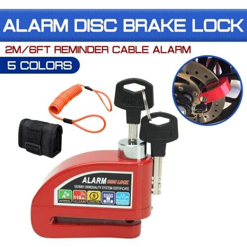 2m/6ft Metal Motorcycle Scooter Reminder Cable Alarm Lock Bike Brake Bag Security Anti-theft Wheel Disc Brake Lock Alarm Kit