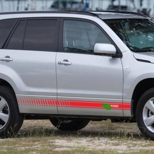 2pcs Car Sticker DIY Accessories For Suzuki Grand Car Side Stripes Skirts Graphics Full Auto Body Decals