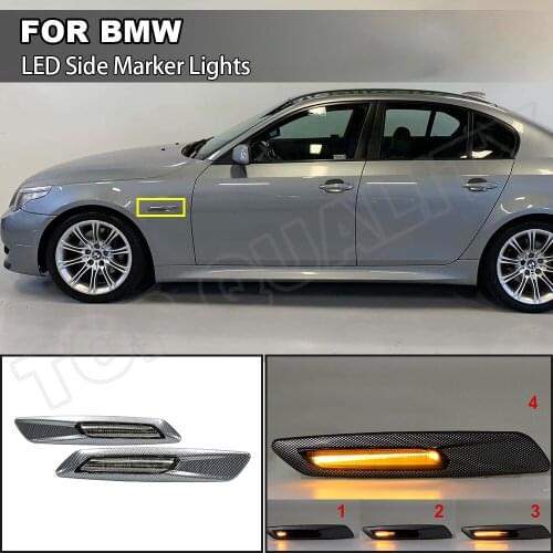 2PCS For BMW E60 Sedan E61 Wagon E82 Coupe E88 E90 E91 E92 E93 2008-2010 Dynamic LED Side Marker Turn Signal Arrow Blinker Lamp