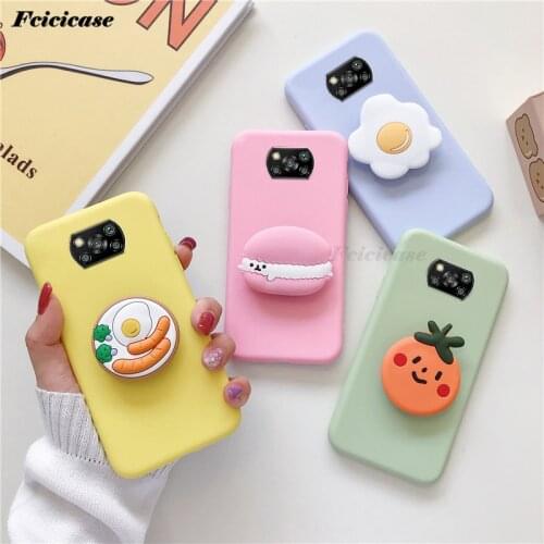 3D Cartoon Case For Xiaomi MI Poco X3 NFC Silicone Soft Cover Cute Cookies Phone Holder Bags For POCO X3 NFC Cases