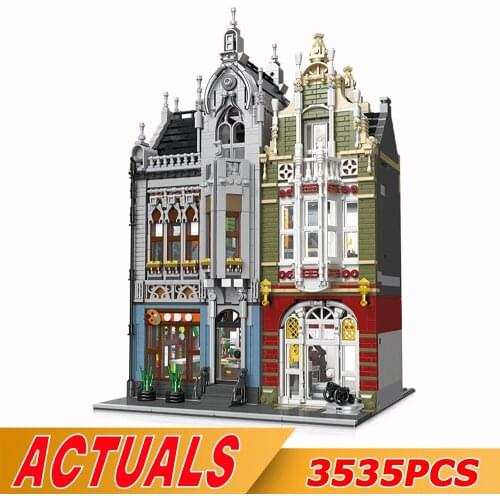 Creative Expert Street View House Bricks Weapon Museum 89125 3535 Pcs Modular Building Blocks Model Toys Post Office Kids Gifts