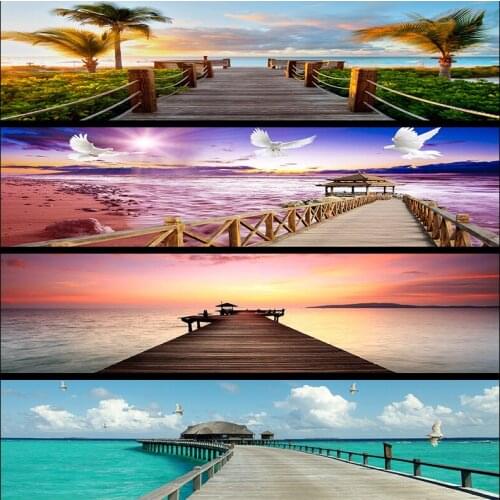 Wooden bridge in the lake DIY 5D full Diamond Painting Home Decorative Bedroom Embroidered Diamond Cross Stitch Picture Diamant