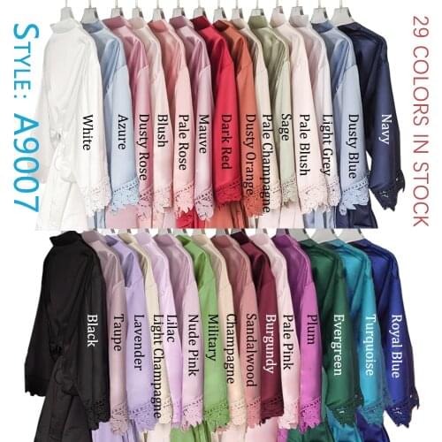 Satin pajamas wedding robe bridesmaid sister mother of the bride robes Lace Robe Female Lace Bathrobe Womens Robes A9007