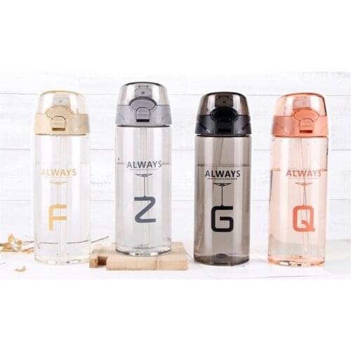 Free Water Bottle With Straw Portable Outdoor Sports Bottles Student Sealed Hiking Camping