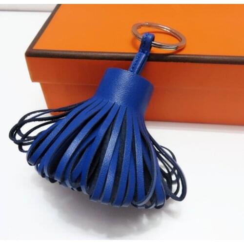 Black Brown leather tassel for handbag Keyring UK purse charms bag pendant accessory ornamet girl gift women keychain Llavero