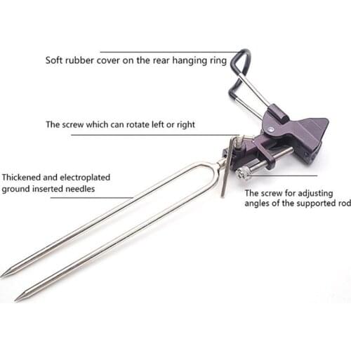 Stainless Steel Fishing Rod Holder Fishing Stand Support Ground Holder Foldable Adjustable Lightweight Pole Tools
