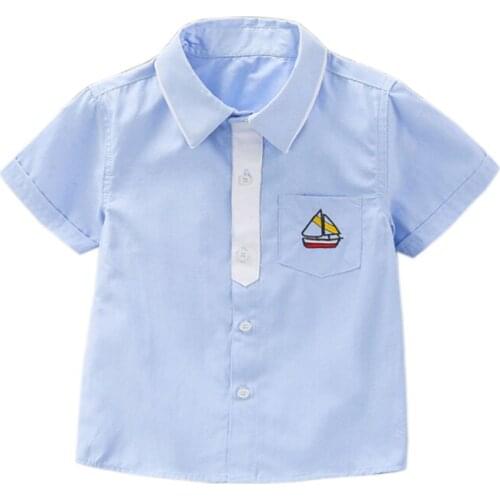 IENENS Summer Kids Boys Gentlemen Shirt Tops Clothes Children Baby Boy Formal Cotton Short Sleeves Top T-shirt Clothing Blouse