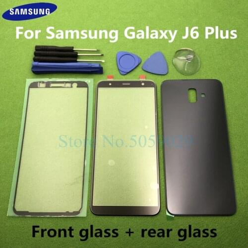 For Samsung Galaxy J6 Plus J610 J610F J610F-DS Original Front Screen Glass Lens J6+ Rear Battery Cover Door Back Housing + Tools