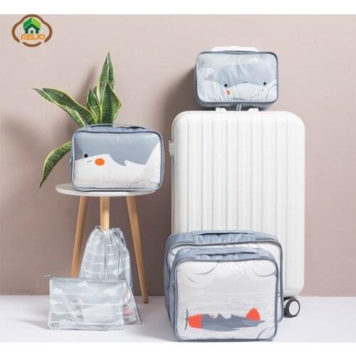 MSJO Travel Storage Bags Portable Waterproof 6pcs Clothes Shoe Underwear Suitcase Organizer Cosmetics Travel Luggage Accessories