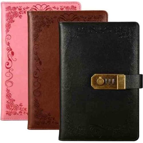 Diary With Lock Notebook A5 Vintage Lockable Paper PU Leather Note Book Traveler Journal Weekly Planner School Stationery Gift