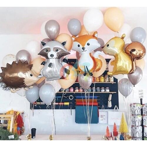 1pc Animal Balloons Raccoon Fox Squirrel Hedgehog Foil Balloon 1 2st Birthday Jungle Party Decor Boy Girl Kids Baby Shower Toy