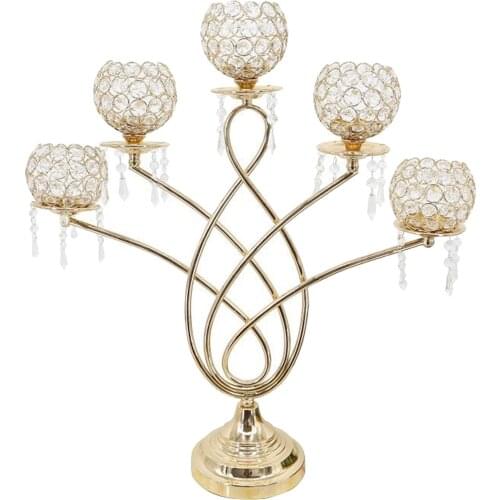 5 Arms Crystal Tealight Candle Holders for Table Centerpieces, Home Decor