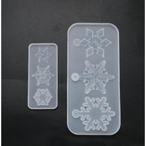 3 Styles Snowflake With Hole Silicone Molds Pendant Epoxy Resin Mold Christmas Tree Hanging Home Decoration DIY Jewelry Making