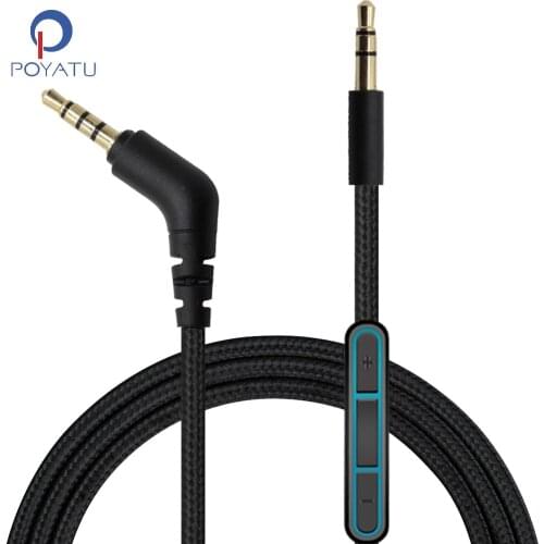 POYATU 3.5 Male Audio Aux Cable For Jabra REVO Wireless MOVE Wireless REVO Corded VEGA Headphones Cable With Mic Volume Control