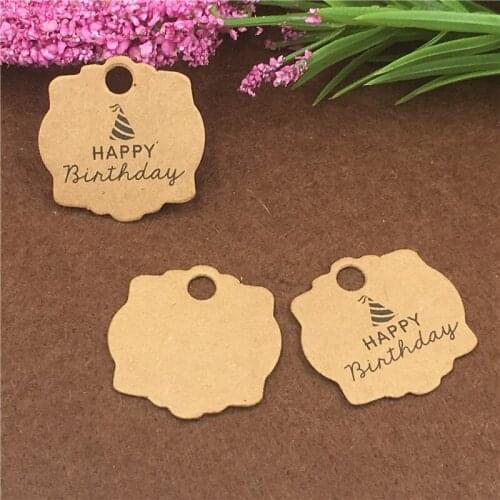 Diameter 3cm Brown Kraft Paper Tags With Strings Handmade Gift Tags Jewelry Boxes Packaging Labels Price Tags Customized 100Pcs