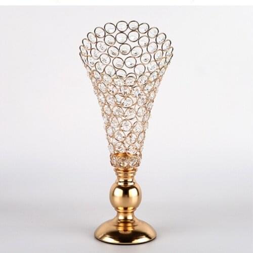 IMUWEN Crystals Candle Holders Gold Plated Candle Stand Wedding Candelabra/ Centerpiece Home Center table Decoration Candlestick