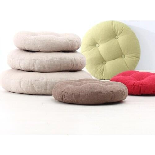 Round Shape Cotton Linen Seat Cushion with Core Tatami Cushion Pillow Home Decoration Soft Car Sofa Cushion